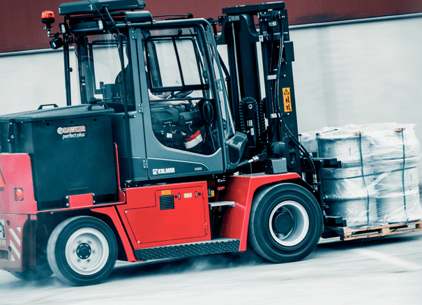 Eureka Forklifts staff with a forklift